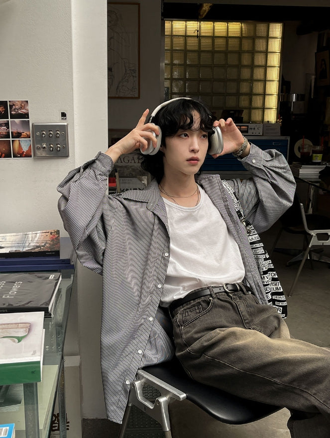 【2plan】Sein Over Balloon Stripe Shirt 2plan】Sein Over Balloon Stripe Shirt (2plan/シャツ