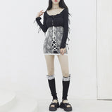 Jellio Sleeve Slit String Cardigan