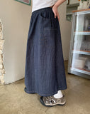 Fico Banding Cargo Denim Long Skirt