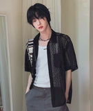 Pla Embroidery Punching Short Sleeve Shirt
