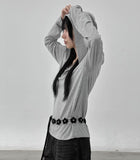 Button loose fit hooded long sleeve