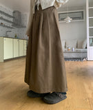 Ribam banding cotton pleats long skirt