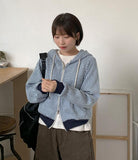 Kiku Waffle Crop Hood Zip-Up