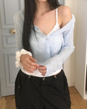 Yoring summer see-through rib cardigan