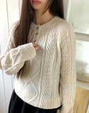 Deha Cable Henley Neck Button Long Sleeve Knit
