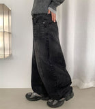 Yukan Cut Washing Denim Balloon Wide Pants