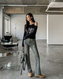 Grayish Washing Bootcut Denim Pants