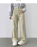 Hidden Banding Mute Color Long Wide Cotton Pants