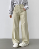Hidden Banding Mute Color Long Wide Cotton Pants