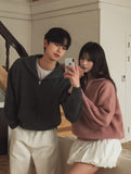 Basic Over Fit High-Neck Half Zip-Up Knit