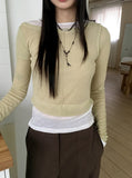 Nut Unbalance Layered Color Matching Long Sleeve T-shirt