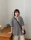 [unisex] Hemda Stripe Over Short Sleeve Tee