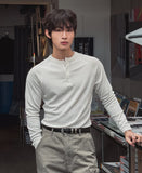 Conien Muscle Fit Henley Neck Long Sleeve T-shirt