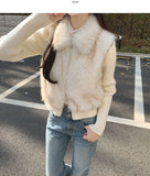 Detachable Sleeve Fur Vest Knit Jacket