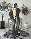 Heads oversized fit leather jacket