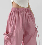 Nylon Rusting Side Ribbon Balloon Jogger Banding Pants