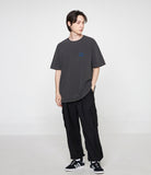 Small Drawing Smile Pigment Short Sleeve T-shirt Blue Logo