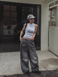 Hidden String Embo Coated Oil Denim Pants