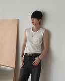 Rivet Pocket Ribbed Sleeveless