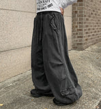 [unisex] Aichi banding pigment parachute wide pants