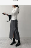 Warm Touch Wrap Slit H-Line Long Skirt