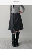 Unbalance Stripe Midi Skirt