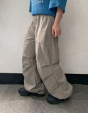 [unisex] Lyov banding cut-out string parachute nylon pants