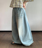 Huchi Summer Washing Denim Balloon Wide Pants