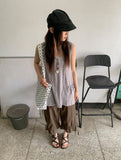 Fineb Button Pocket Layered Sleeveless One Piece