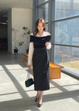 Monta Color Matching Off-Shoulder Knit Layered Shirt