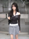 Handy Snap See-through Wrap Hood Knit