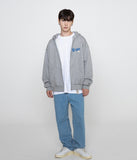 Baseball Logo Flower Smile Hooded Zip-Up