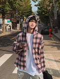 Candy hooded balloon check shirt