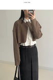 Suede pin tuck crop shirt