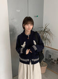 Tamani Two-Way Pocket Collar Knit Zip-Up Cardigan