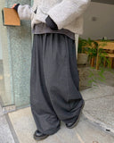 [BAONHAUS] Garyu Wool Pintuck Banding Wide Slacks - 50% Wool