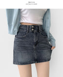 Pelvic Pad 2 Button Denim Skirt