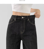 4 Seasons Non-fade Raw Back Banding Wide Fit Denim Pants
