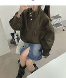 High-Neck Button Zipper Bomber String Jacket