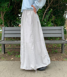 Huo Nylon Balloon Flare Banding Long Skirt