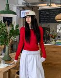 Fruit Back Twist Rib Knit Long Sleeve