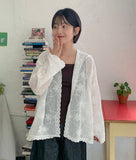 Mildy Punching Flower Embroidery Hood Shirt