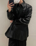 Pocket Detail Overfit Leather Shirt