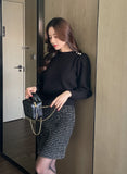 Speth Pearl Tweed A-Line Mini Skirt