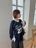 [Unisex] Charenty Color Matching Sporty Printing Long Sleeve Tee
