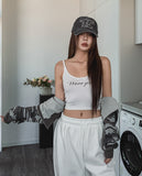 Kitsch Ribbon Lettering Crop Sleeveless