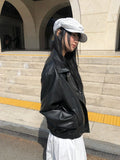 Etin Over Fit Collar Blouson Leather Jacket