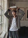 Moment Punching Stripe Knit Cardigan