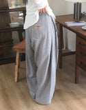 Gazun Back Pocket Patch Point Pin Tuck Pile Wide Pants