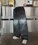 Fiction paint washing denim pants